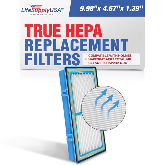 LifeSupplyUSA HEPA Filter Replacement Compatible with Holmes HAPF30AT Aer1 Total Air Purifiers HAP242-NUC