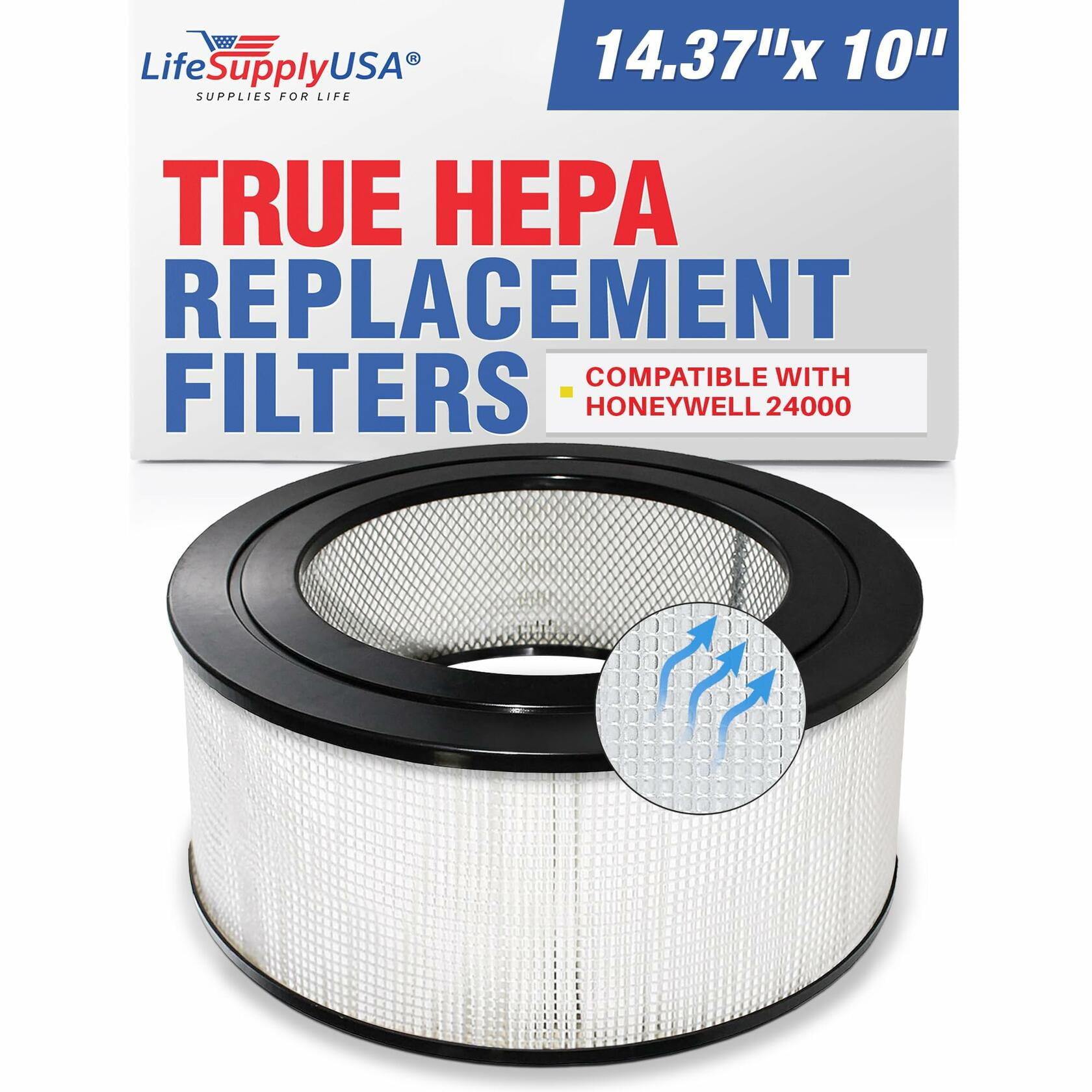 LifeSupplyUSA HEPA Filter Replacement Compatible with Honeywell 24000 Air Cleaner