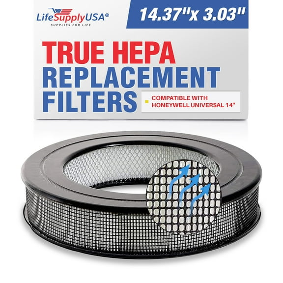 LifeSupplyUSA True HEPA Filter Replacement Compatible with Honeywell Universal 14" HRF-F1, Filter F Air Purifier
