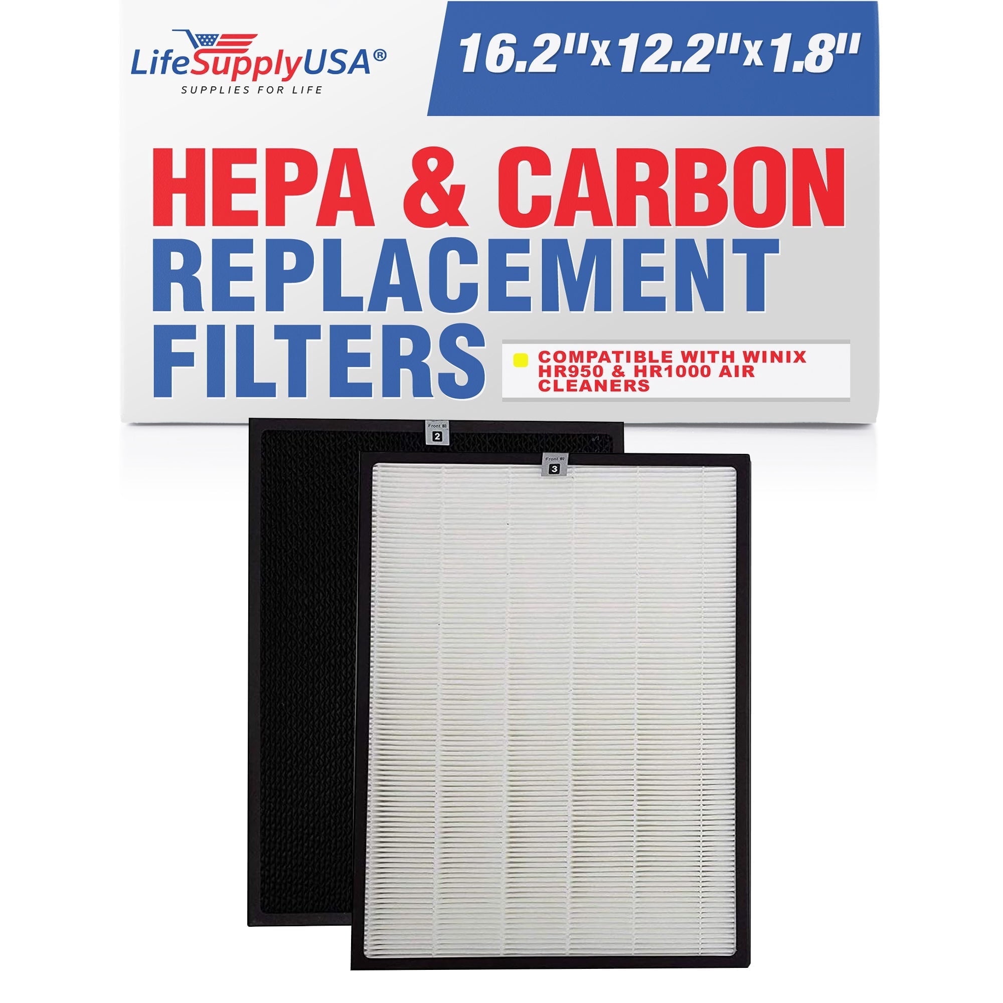 HR900 HEPA Filter T Replacement Compatible with Winix HR900 & HR1000 Air Purifiers -True HEPA + Activated Carbon Filter by LifeSupplyUSA