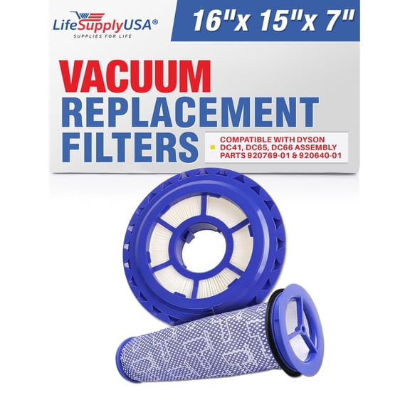 DC41 HEPA Post-Motor Filter & Pre-Motor Filter Kit Replacement Compatible with Dyson DC41, DC65, DC66 Assembly Parts 920769-01 & 920640-01 by LifeSupplyUSA