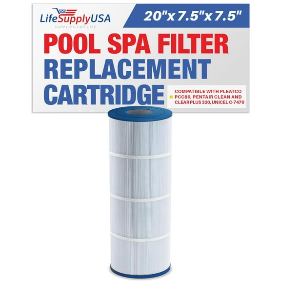 LifeSupplyUSA Pool Filter Replacement for Pleatco Pentair CCP320, PCC80-PAK4, Unicel C-7470, R173573, Filbur FC-1976, 178580, 817-0081, Ultral-A5, Clean and Clear Plus 320 – 20" x 7
