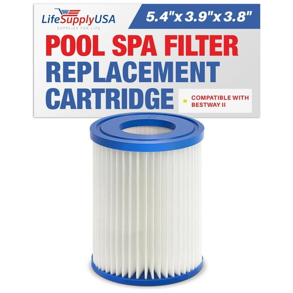 Type II Pool Filter Cartridge Replacement for Bestway Lay Z Spa Filter Pump 58094 for Above Ground Pool by LifeSupplyUSA