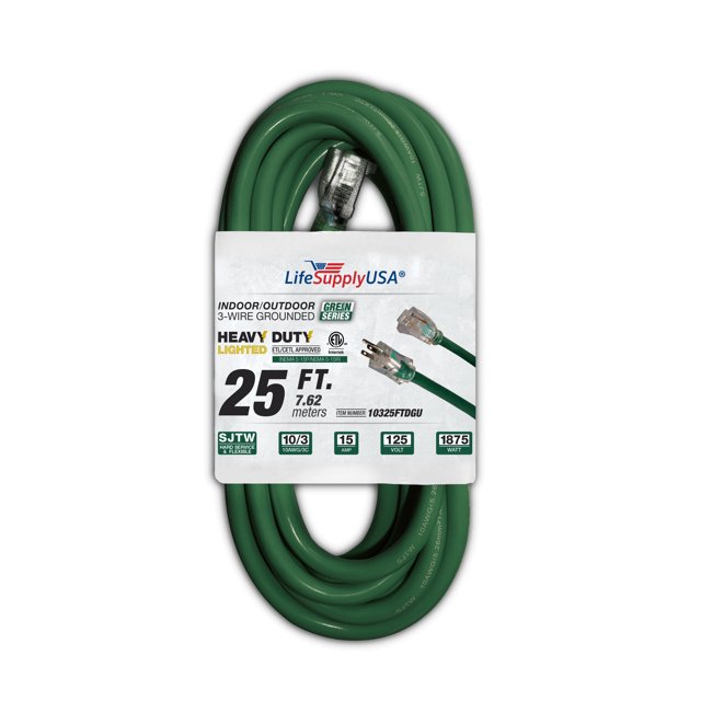 LifeSupplyUSA Power Extension Cord Outdoor/Indoor 10 Gauge/3 Prong 15