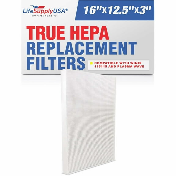 LifeSupplyUSA True HEPA Air Cleaner Filter Replacement Compatible with Winix PlasmaWave 115115, Size 21