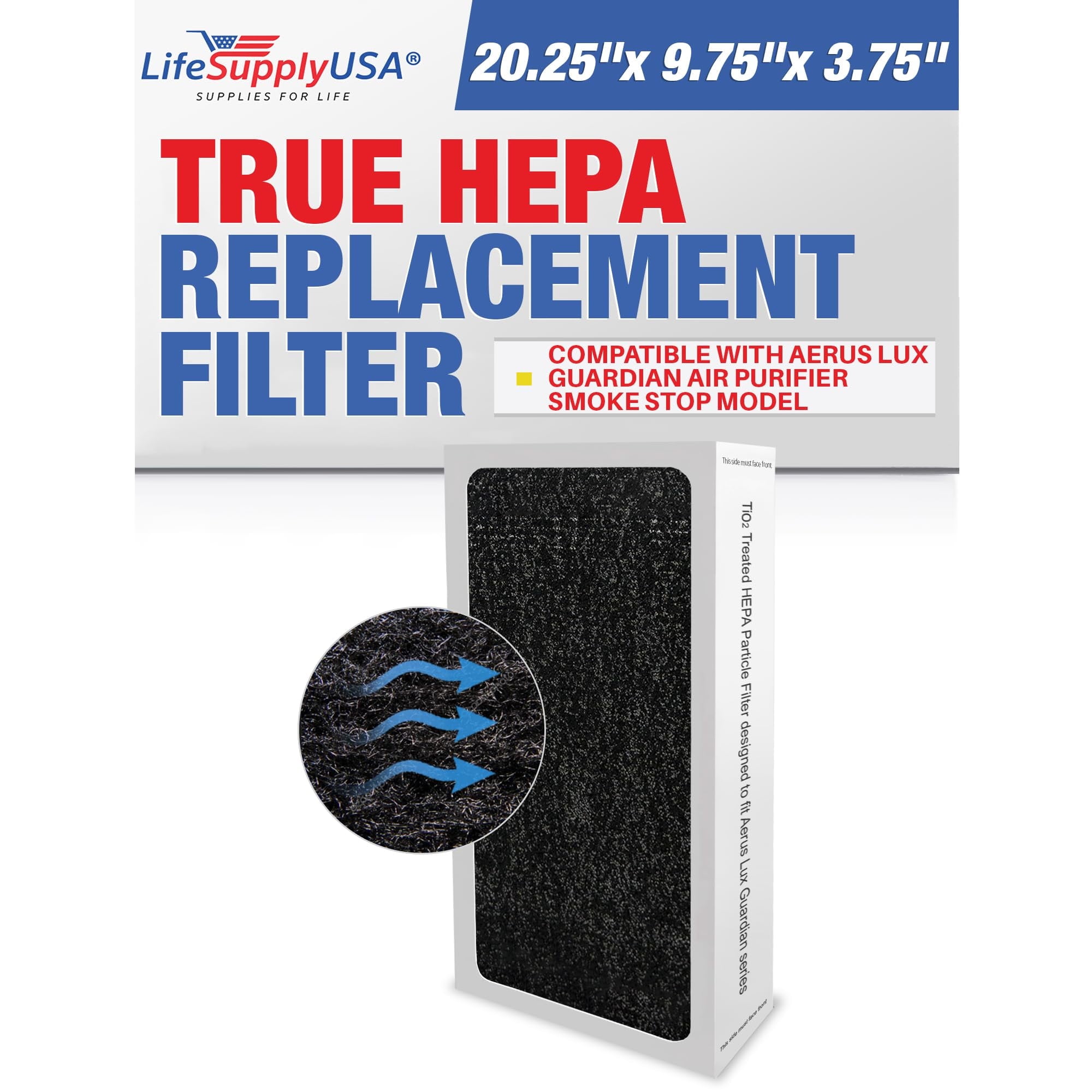 LifeSupplyUSA True HEPA Filter Replacement Compatible with Aerus Lux Guardian Smoke Stop Air Purifier
