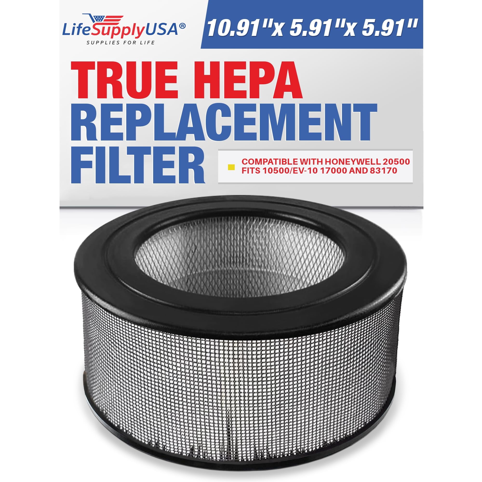 20500 HEPA Filter Compatible with Honeywell Air Cleaner 10500 (EV-10) 17000 17005 17006 17007 17008 17009 83170 by LifeSupplyUSA