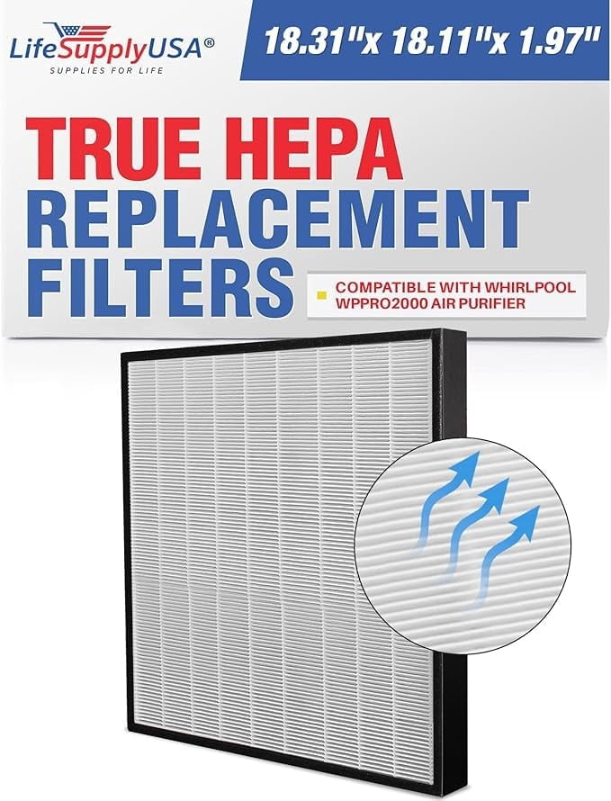 1183050K HEPA Replacement Filter Compatible with Whirlpool Whispure Whispure Pro 2000 WPPRO2000 Series Air Purifiers by LifeSupplyUSA