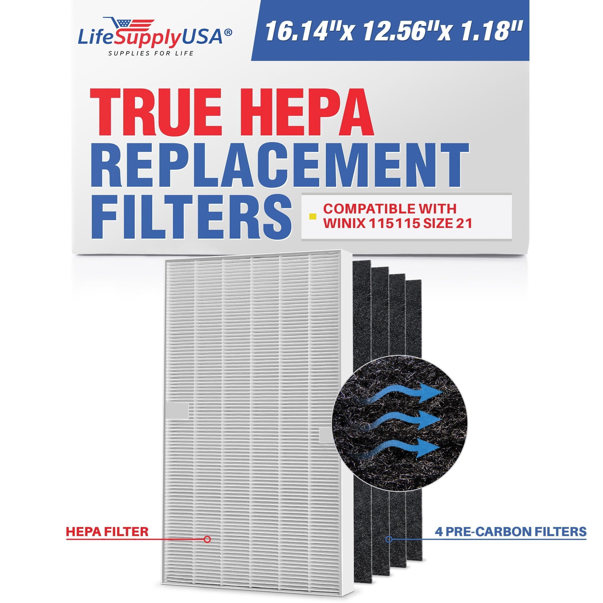 LifeSupplyUSA Replacement Filter for Winix 115115