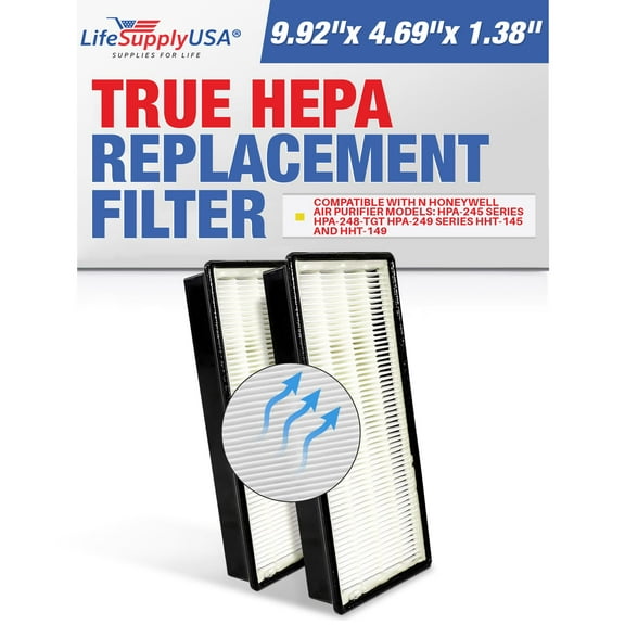LifeSupplyUSA True HEPA Replacement Compatible with Honeywell HPA-245, HPA-248-TGT, HPA-249, HHT-145, & HHT-149 Air Purifier, Filter N (2-Pack)