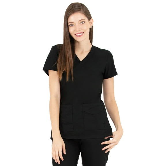 LifeThreads Ergo 2.0 Collection Women's Utility Ve-Neck Scrub Top Black L