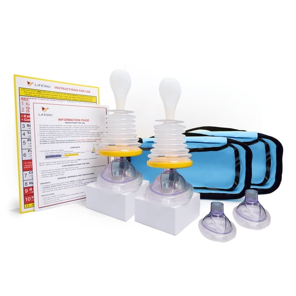 LifeVac Blue Travel Kit 2 Pack - Portable Suction Rescue Device, First Aid Kit for Kids and Adults, Portable Airway Suction Device for Children and Adults
