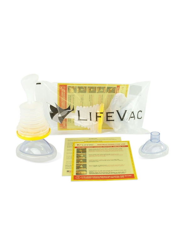 LifeVac EMS Kit, Portable Choking Rescue Device for First Responders - First-Aid Emergency Suction, HSA/FSA Approved, Adult & Baby/Kids Masks, 1 count