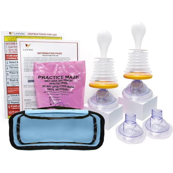 LifeVac Home & Blue Travel Kit Combo - Portable Suction Rescue Device, First Aid Kit for Kids and Adults, Portable Airway Suction Device for Children and Adults