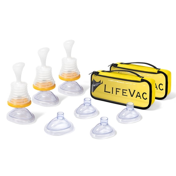 LifeVac Yellow Family Combo Kit - Portable Suction Rescue Device, First Aid Kit for Kids and Adults, Portable Airway Suction Device for Children and Adults