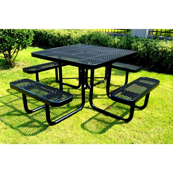 LifeYard 46" Steel Square Picnic Table,Expanded, Metal Outdoor Table (Black)
