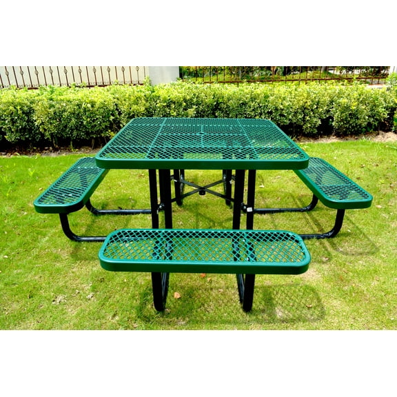 LifeYard 46" Steel Square Picnic Table,Expanded, Metal Outdoor Table (Green)