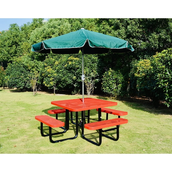 LifeYard 46" Steel Square Picnic Table,Expanded, Metal Outdoor Table (Red)