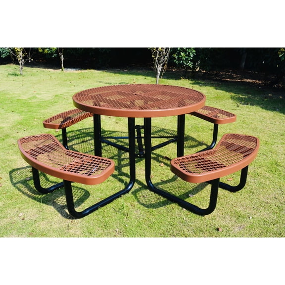 LifeYard 46 inch Expanded Metal Round Picnic Table (Brown)