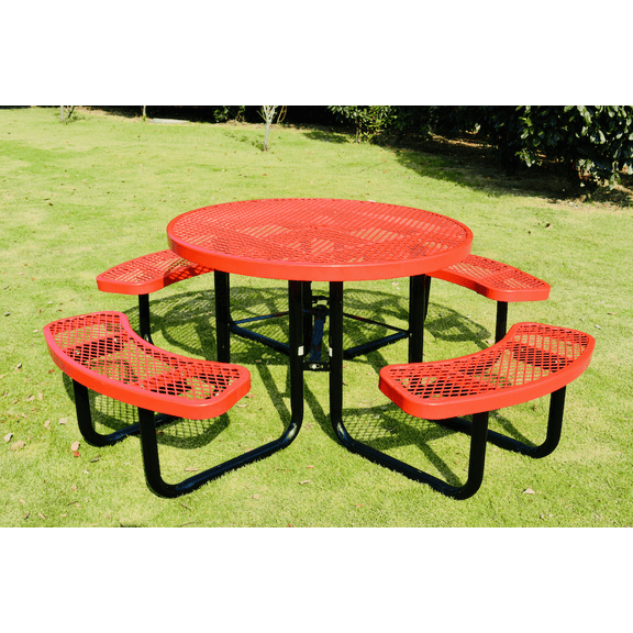 LifeYard 46 inch Expanded Metal Round Picnic Table (Red)