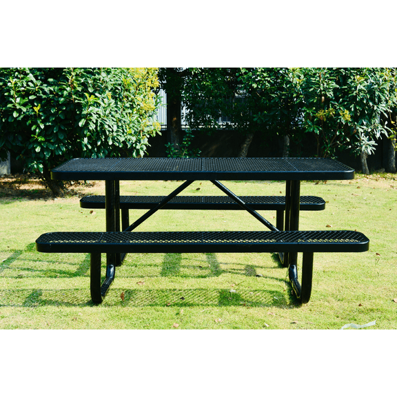 LifeYard 6' Rectangular Picnic Table, Expanded Metal,(72" Long) (Black)