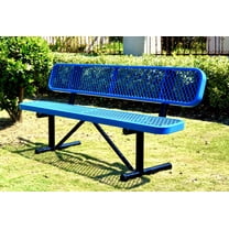 LifeYard Outdoor Bench w/ Backrest, 72in, Steel Bench, Expanded Metal, Blue