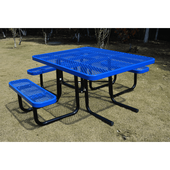 LifeYard Outdoor Picnic Table, ADA, 46" Square, Steel Table, Blue