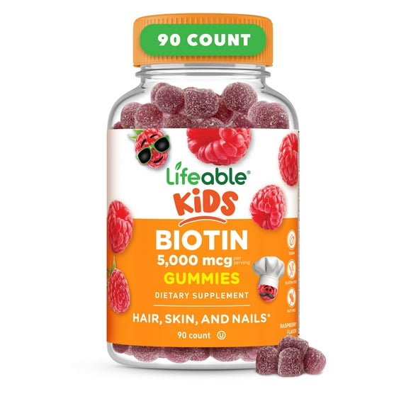 Lifeable Biotin for Kids, 5000mcg, 90 Gummies