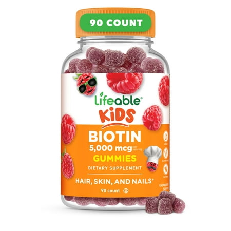 Lifeable Biotin for Kids, 5000mcg, 90 Gummies
