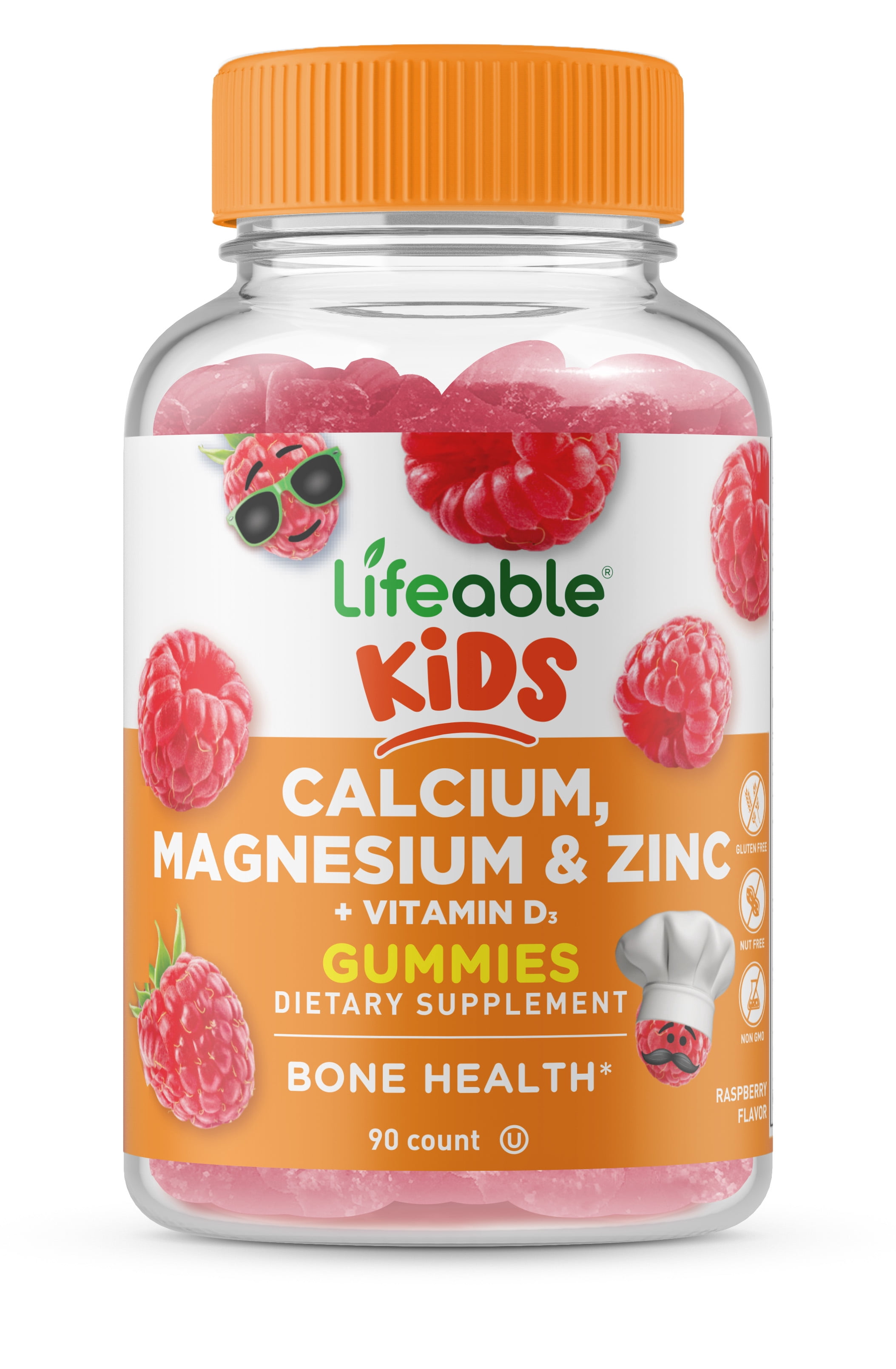 Lifeable Calcium Magnesium Zinc and Vitamin D Gummies for Kids, 90 Count