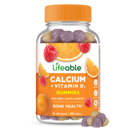 Lifeable Calcium with Vitamin D - 500 mg - 60 Gummies