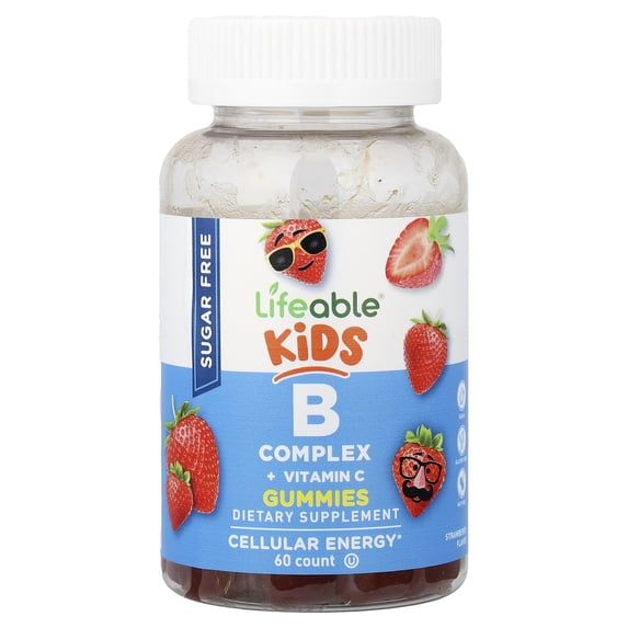 Lifeable Kids B Complex + Vitamin C Gummies, Sugar Free, Strawberry, 60 Gummies