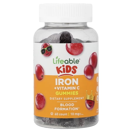 Lifeable Kids, Iron + Vitamin C Gummies, Grape, 60 Gummies