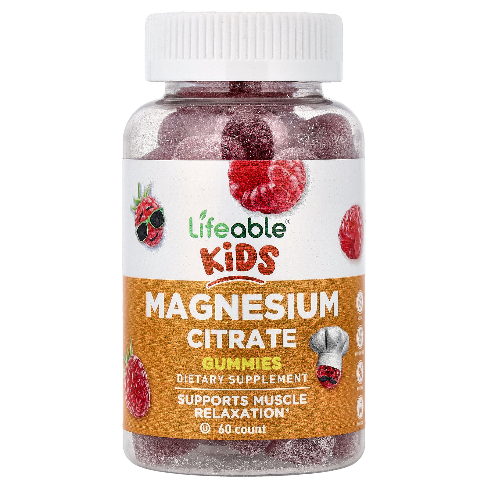 Lifeable Kids, Magnesium Citrate Gummies, Raspberry, 60 Gummies 85 mg per Gummy