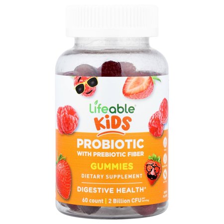 Lifeable Kids Probiotic With Prebiotic Fiber Gummies, Berry, 60 Gummies