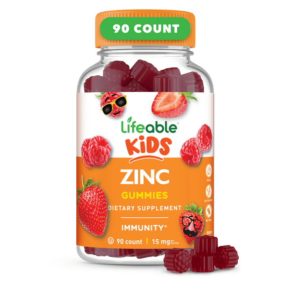 Lifeable Kids Zinc Gummies, Berry, 15 mg, 60 Gummies