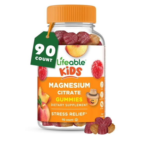 Lifeable Magnesium Citrate for Kids Supplement, for Sleep, Stress Relief Support, 90 Gummies