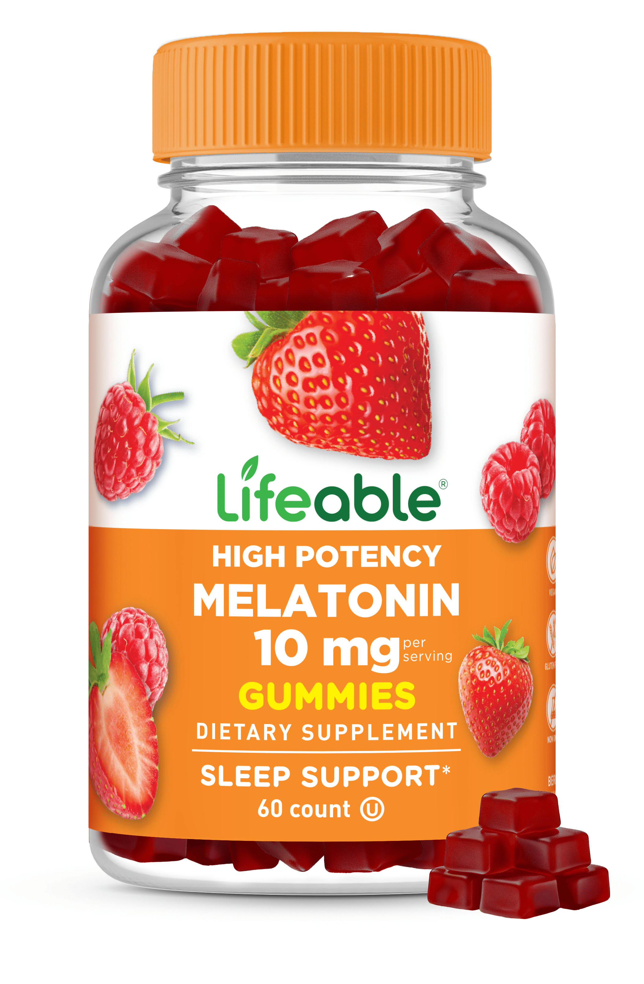 Lifeable Melatonin 10mg - Great Tasting Natural Flavor Gummy Supplement - Gluten Free Vegetarian GMO-Free Chewable - for Help Falling Asleep and Staying Sleep - for Adults, Man, Women - 60 Gummies