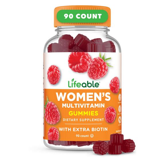 Lifeable Multivitamin for Women Supplement, Vitamin A, C, D, E, Niacin, B6, Folate, B12, 90 Gummies