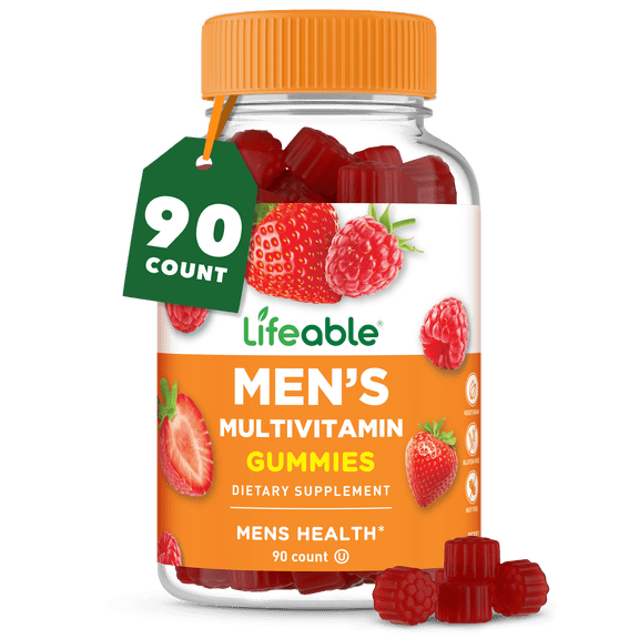 Lifeable Multivitamin for Men Supplement, Vitamin A, C, D, E, B1, B2, Niacin, B5, B6, 90 Gummies
