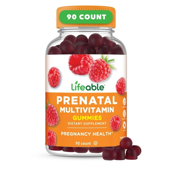 Lifeable Prenatal Multivitamin with Iron and Choline | Great Tasting prenatal Vitamins for Women | Vegetarian Non-GMO prenatal Gummies | 90 Gummies