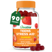 Lifeable Stress Aid Gummies for Teens | with Lemon Balm, GABA And L Theanine Supplements | Vegan Non GMO Mood Support Supplement | Great Tasing Stress Vitamins | L-Theanine for Teen | 90 Gummies