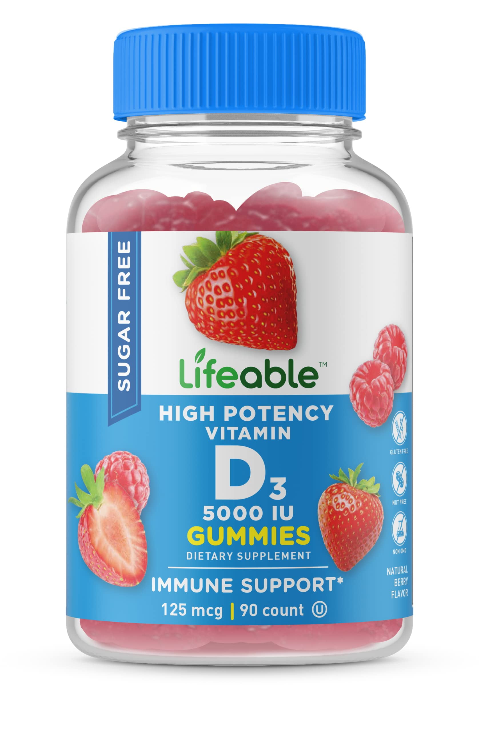 Lifeable Sugar Free Vitamin D 5000 IU 90 Gummies