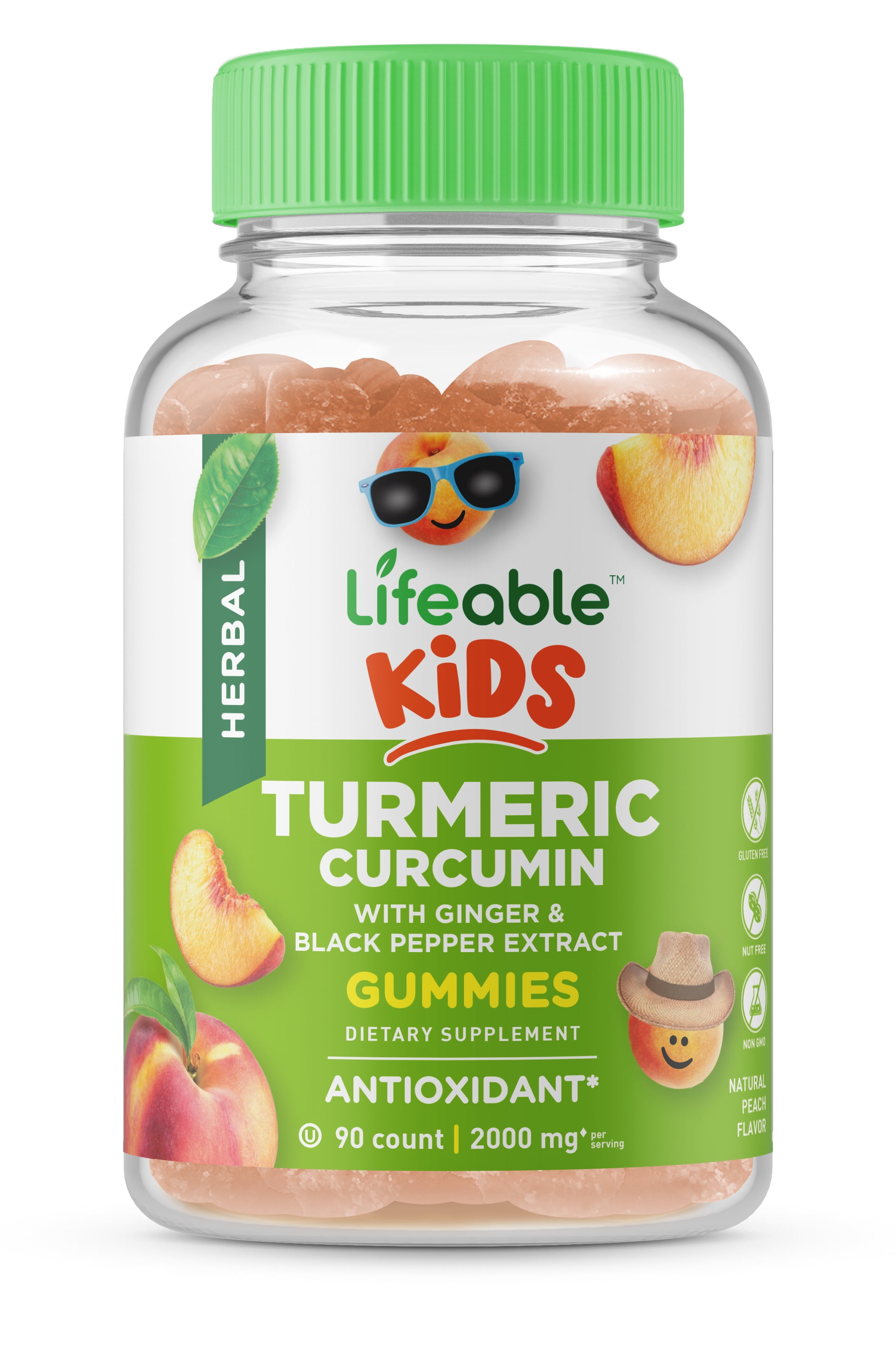 Lifeable Turmeric Curcumin and Ginger for Kids – with Black Pepper Extract – 2000mg  – Gluten Free Vegetarian Chewable – Reduce Inflammation – 90 Gummies