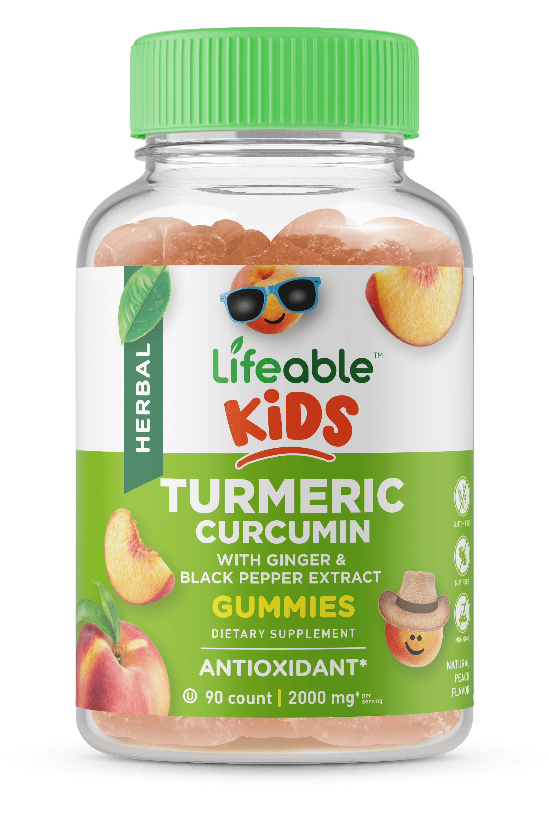 Lifeable Turmeric Curcumin and Ginger for Kids, 250 mg, 90 Gummies
