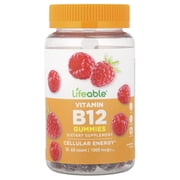 Lifeable Vitamin B12 Gummies, Raspberry, 60 Gummies 500 mg per Gummy