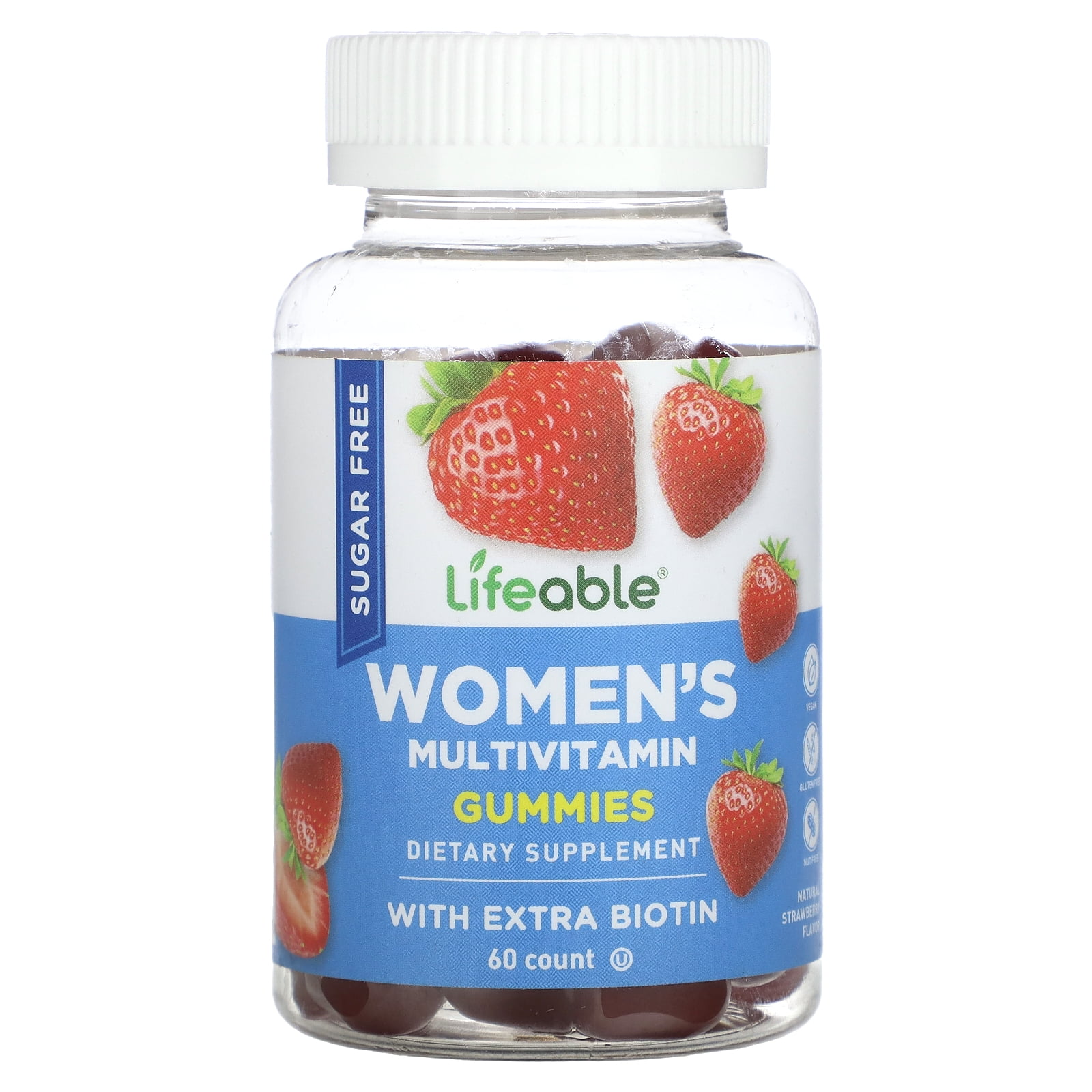 Lifeable Women's Multivitamin Gummies, Sugar Free, Natural Strawberry ...