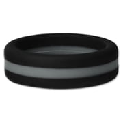 Lifebeats Unisex Black and Grey Striped Silicone Ring Size 11