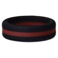thumbnail image 1 of Lifebeats Unisex Black and Maroon Striped Silicone Ring Size 9, 1 of 1