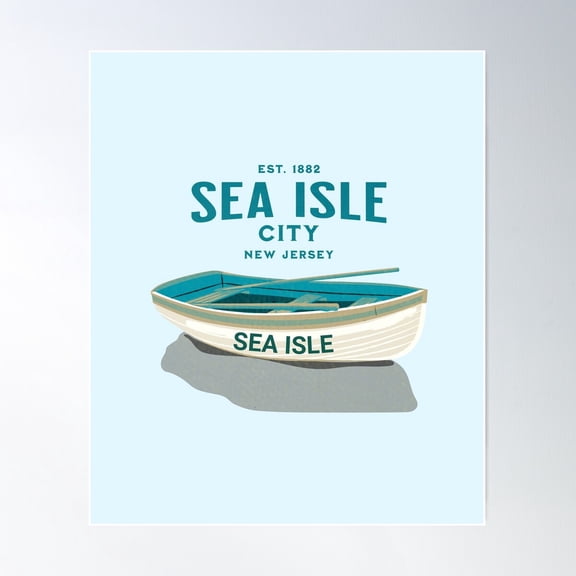 Lifeboat On The Beach Of Sea Isle City New Jersey Sic Nj Poster Wall Art, Modern Wall Decor For Living Room Bedroom, 16x24 UNFRAMED